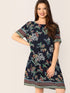 Plus Tribal and Botanical Print Dress